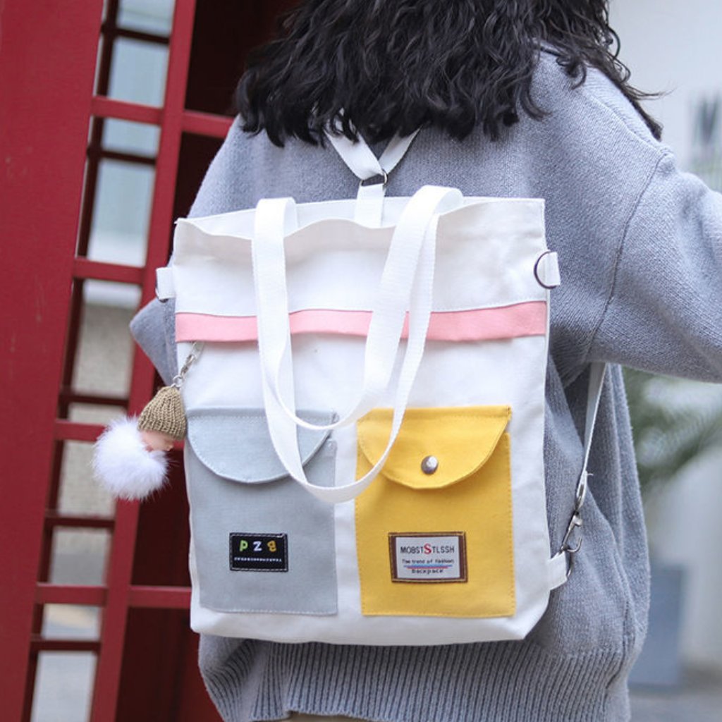Canvas Dual Front Pocket Tote Bag